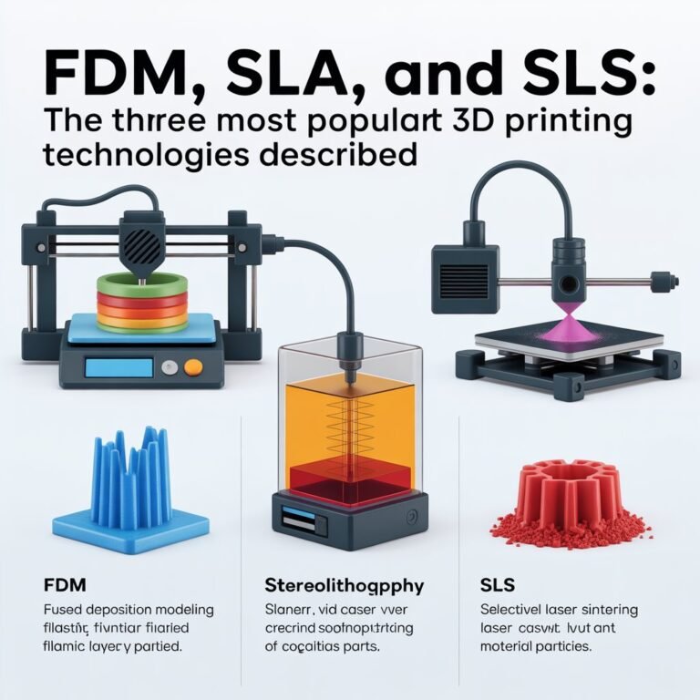FDM, SLA, and SLS